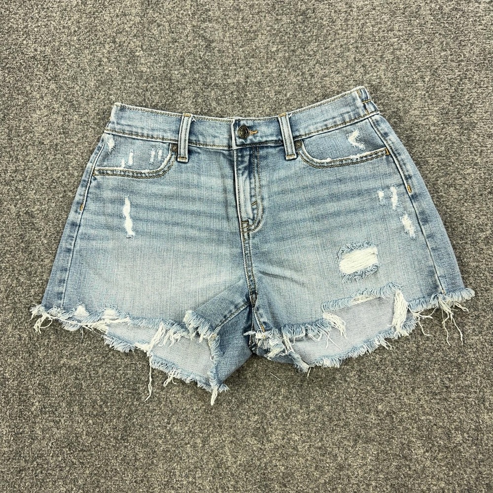 Aerie Shorts Womens XS Blue Denim Distressed Cutoff Frayed Hem Casual Summer